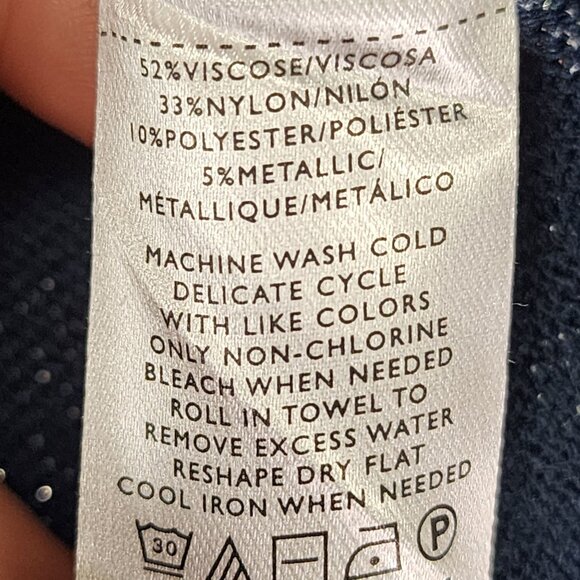 Womens Ann Taylor Metallic Blue Turtleneck Sweater Long Sleeve Size L - Picture 4 of 8